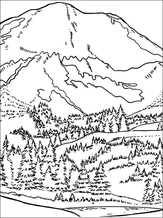 Målarbild Skog och Berg