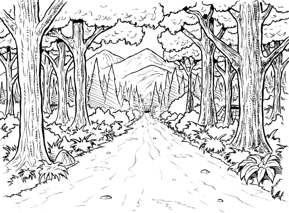 Målarbild Skogsscen