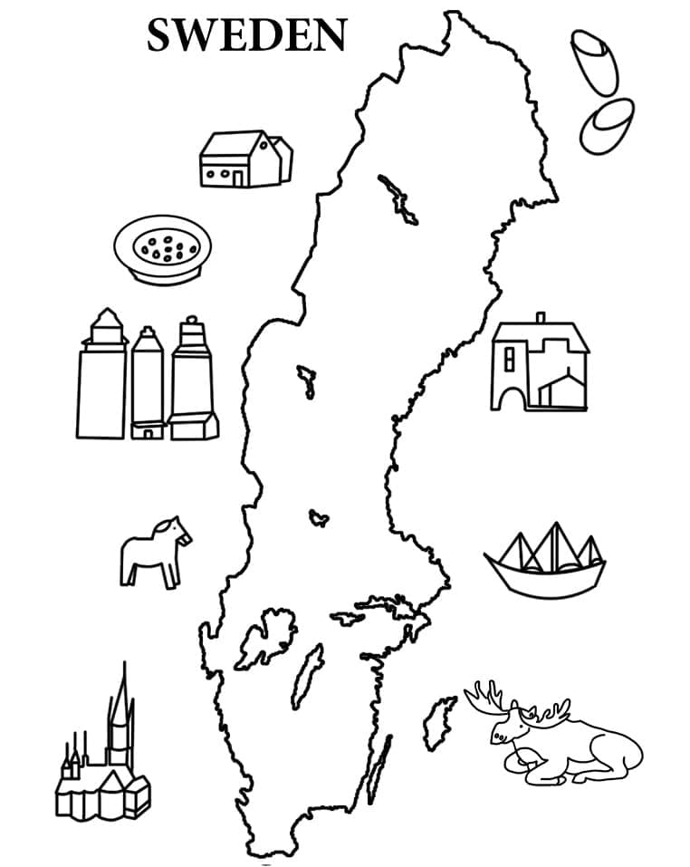 Målarbild Sverige Karta 6