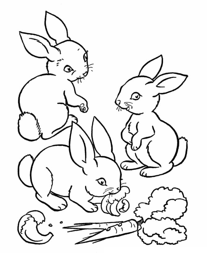 Målarbild Tre Kaniner