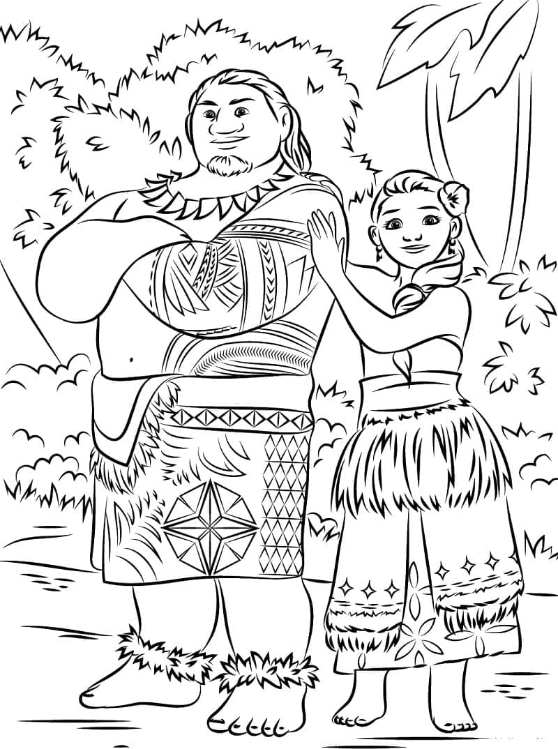 Målarbild Tui och Sina från Vaiana