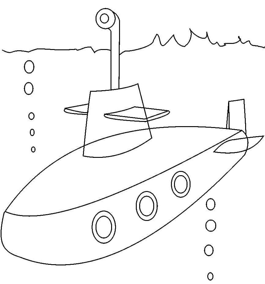 Målarbild Ubåt Under Vattnet