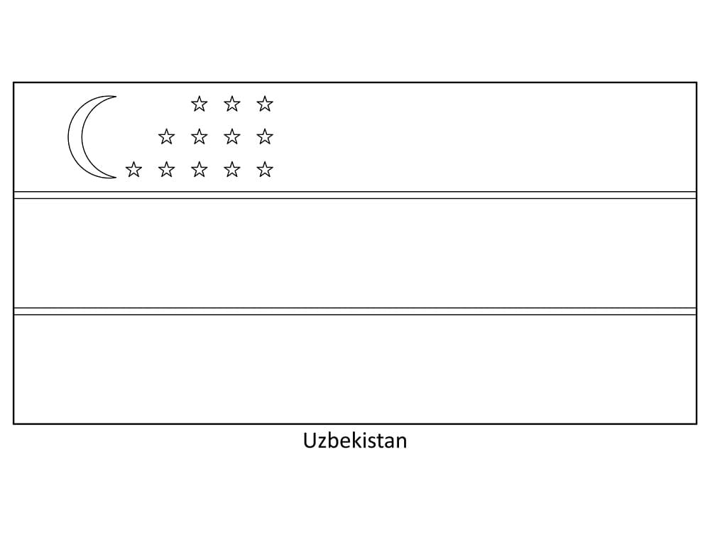 Målarbild Uzbekistan Flagga
