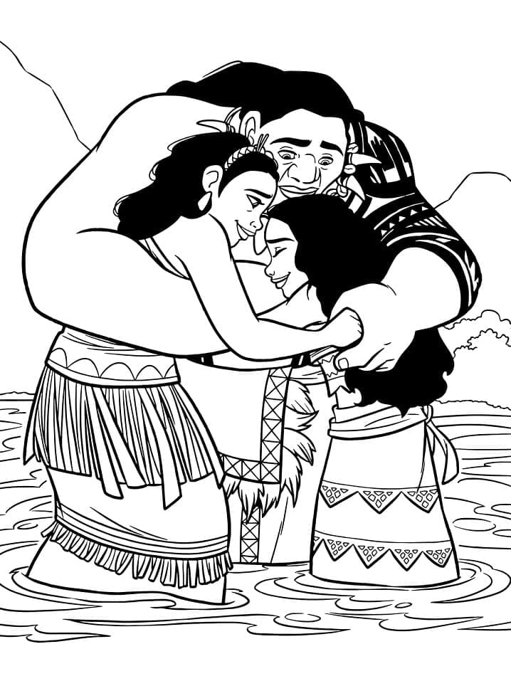 Målarbild Vaiana med Tui och Sina