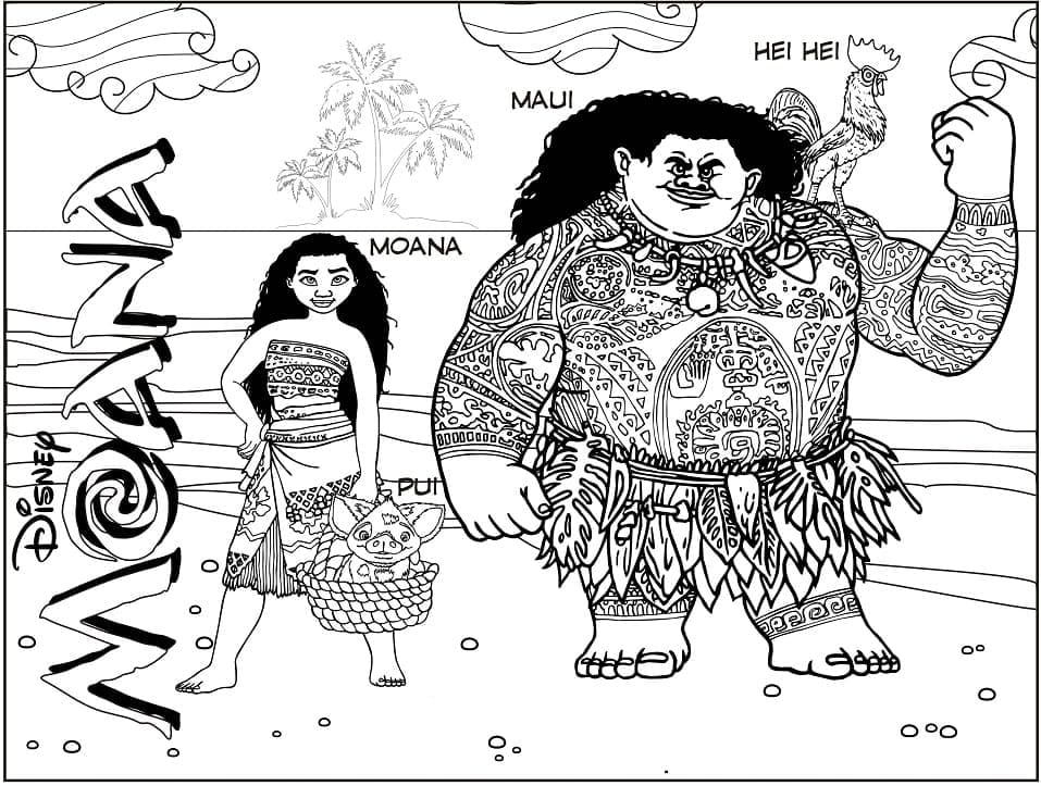 Målarbild Vaiana och Maui