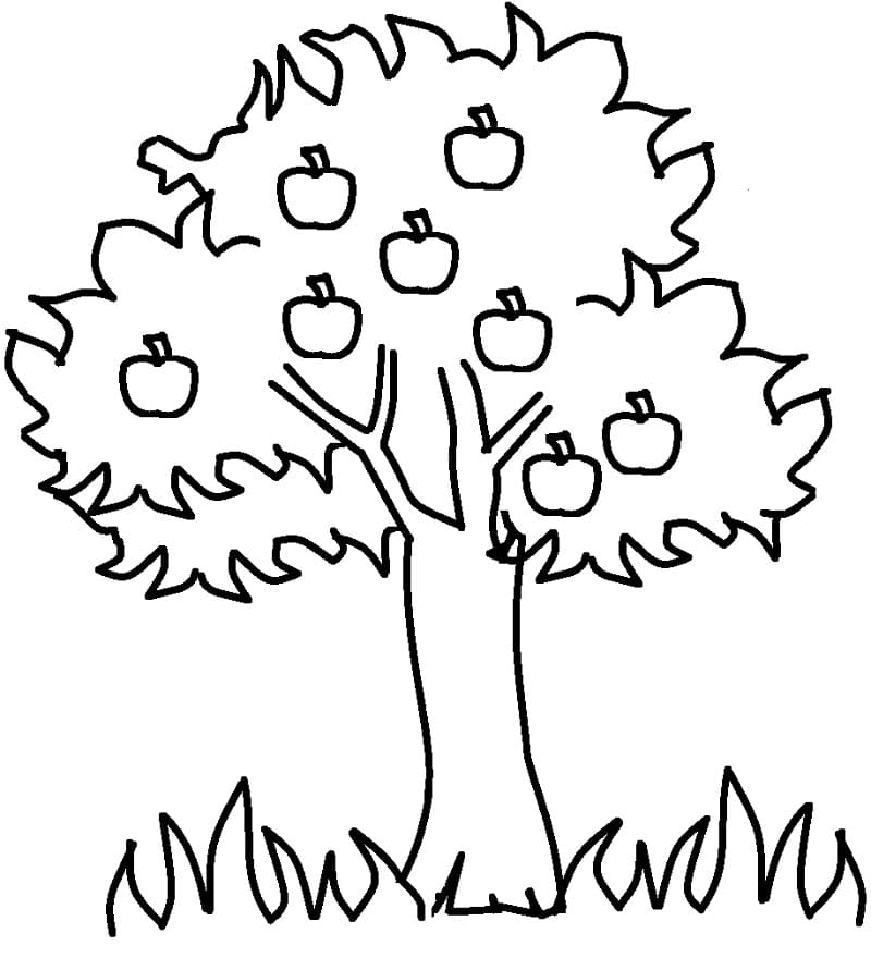 Målarbild Äppelträd Gratis för Barn