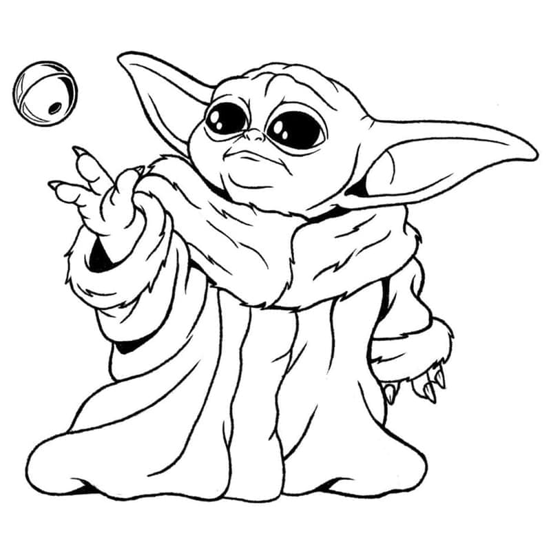 Målarbild Baby Yoda med en Boll