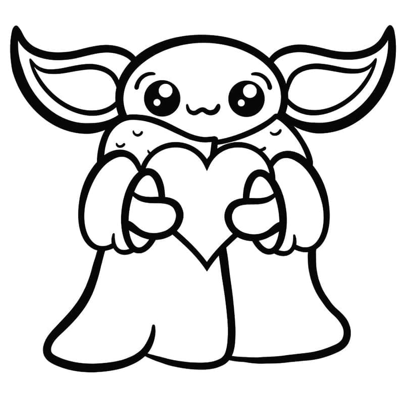 Målarbild Baby Yoda med Hjärta