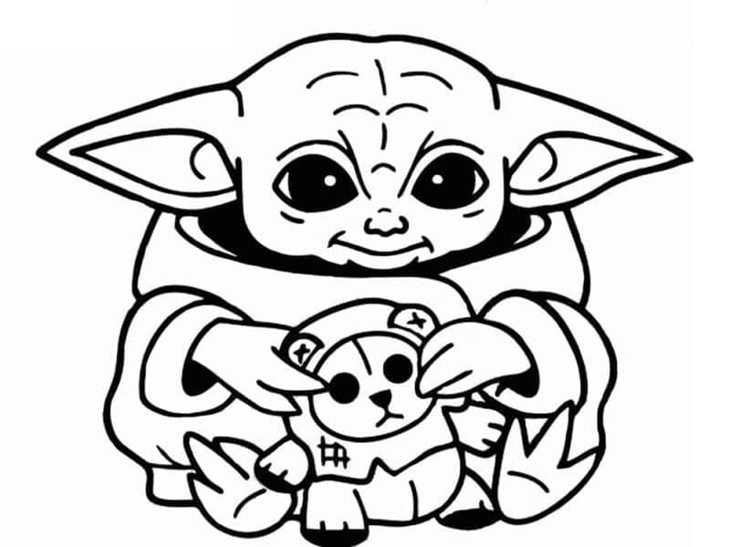 Målarbild Baby Yoda med Leksak