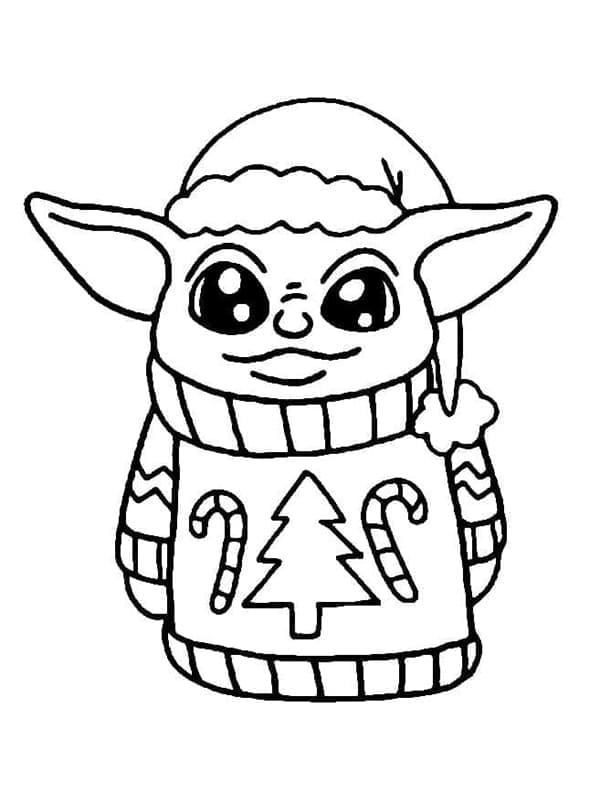 Målarbild Baby Yoda På Jul