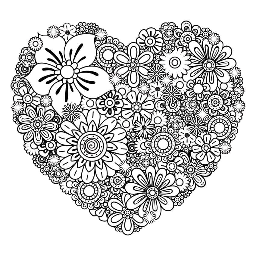 Målarbild Blommor Hjärta
