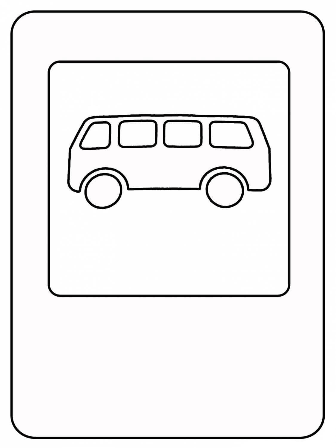 Målarbild Busshållplatsskylt
