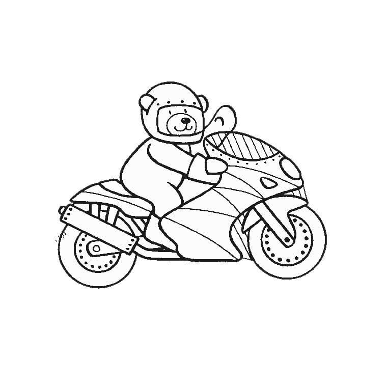 Målarbild En Björn på en Motorcykel