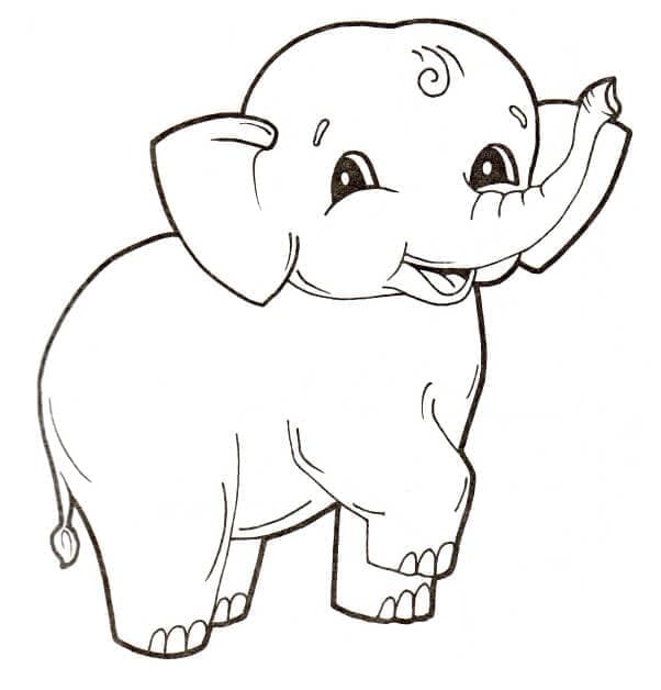 Målarbild En Söt Elefant