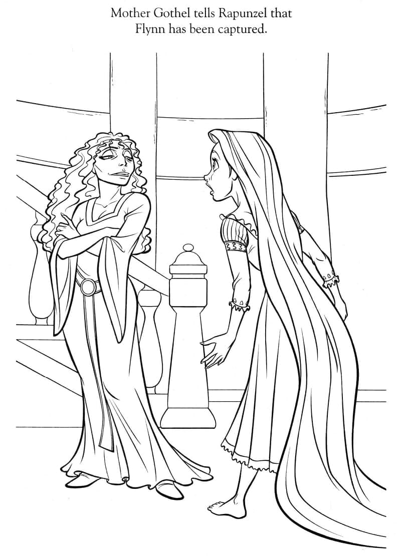 Målarbild Rapunzel och Mor Gothel