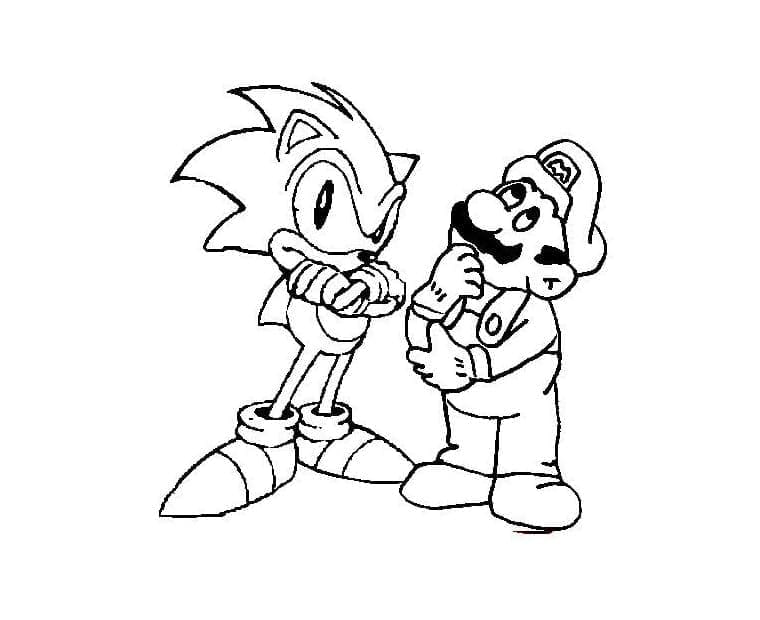 Målarbild Sonic med Mario