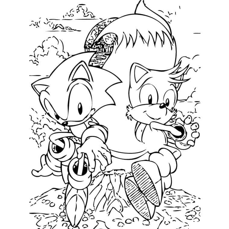 Målarbild Sonic och Tails