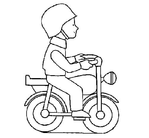 Målarbild Söt Pojke på en Motorcykel