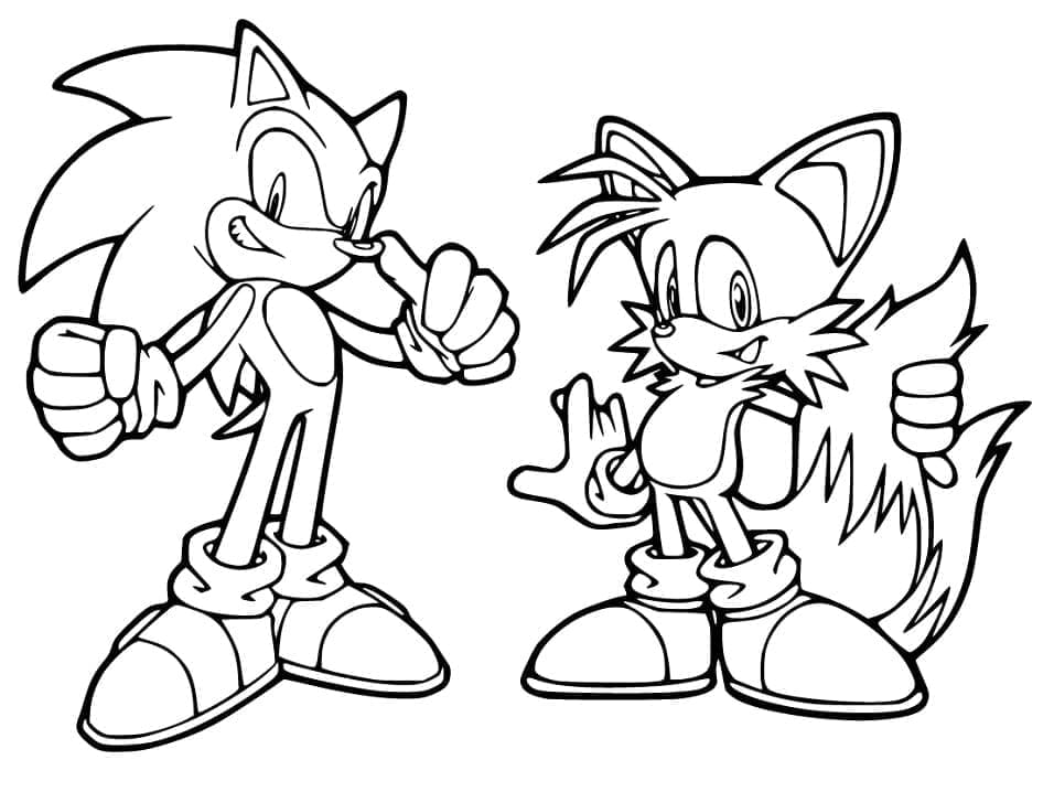 Målarbild Tails och Sonic
