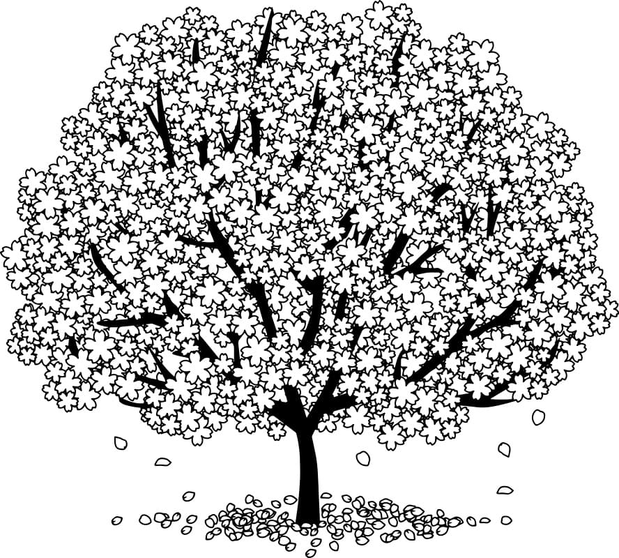 Målarbild Vårpersikablomningsträd