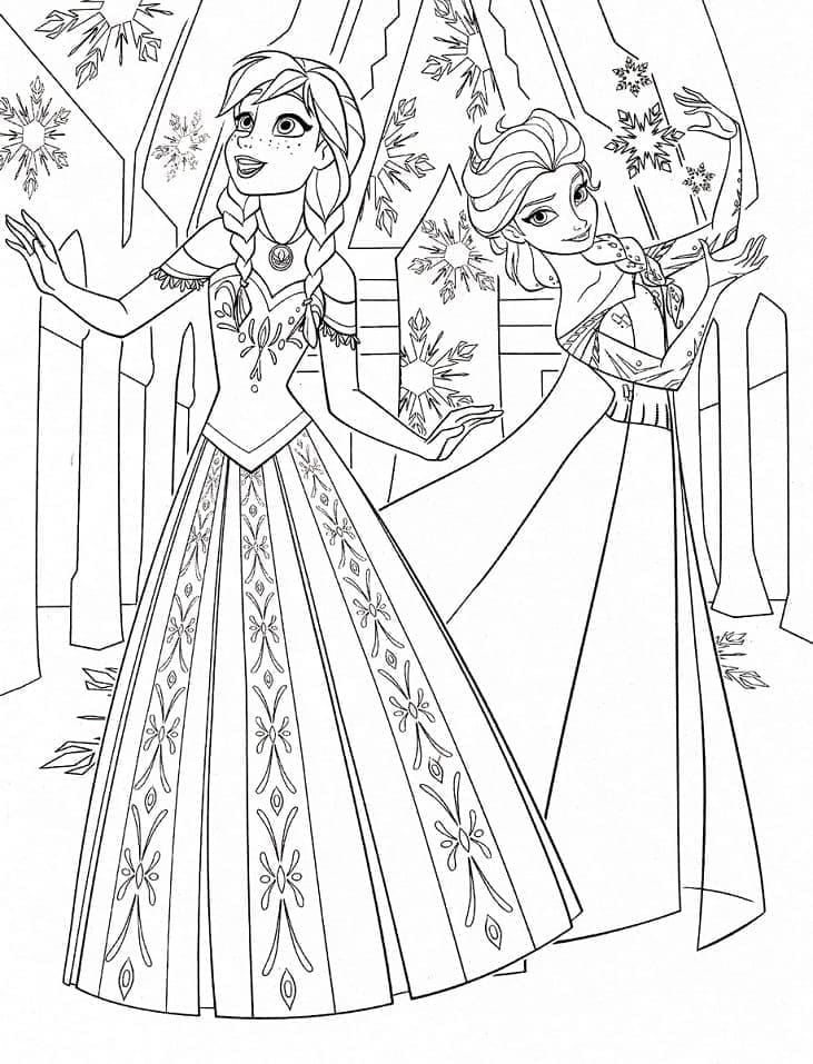 Målarbild Anna och Elsa i Frost