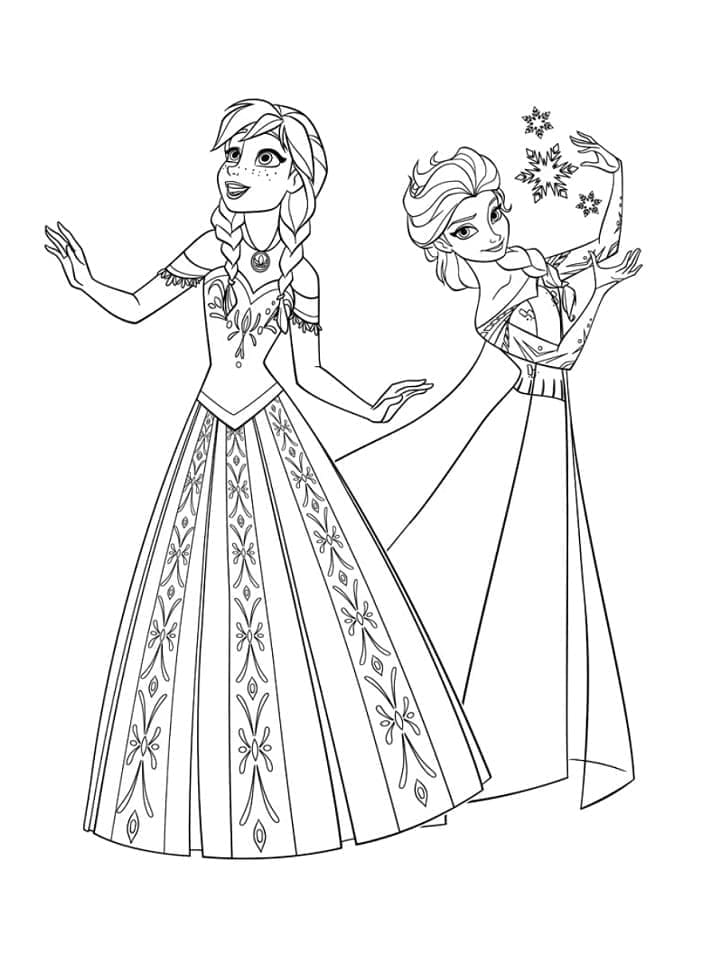 Målarbild Anna och Elsa