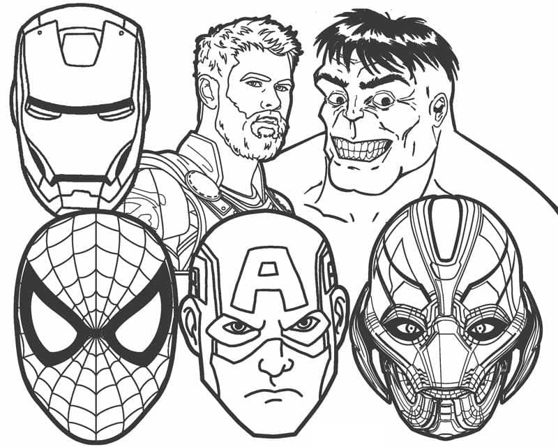 Målarbild Avengers Ansikten