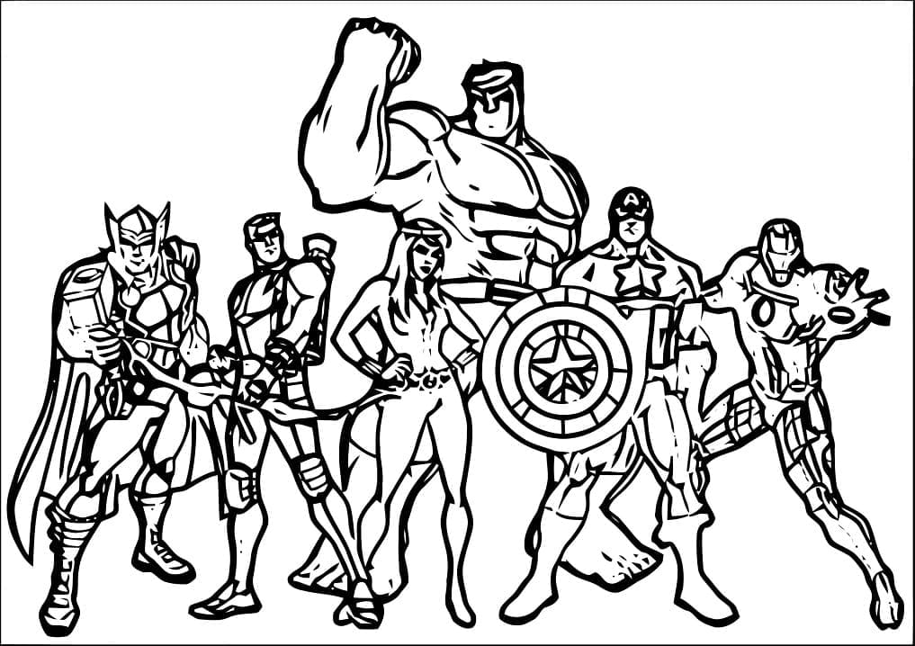 Målarbild Avengers Superhjältar Gratis för Barn