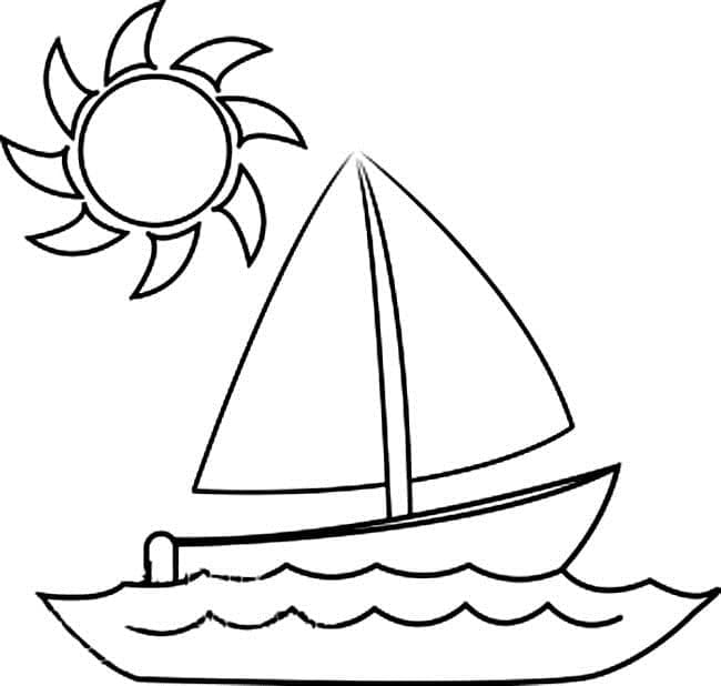 Målarbild Båt och Sol