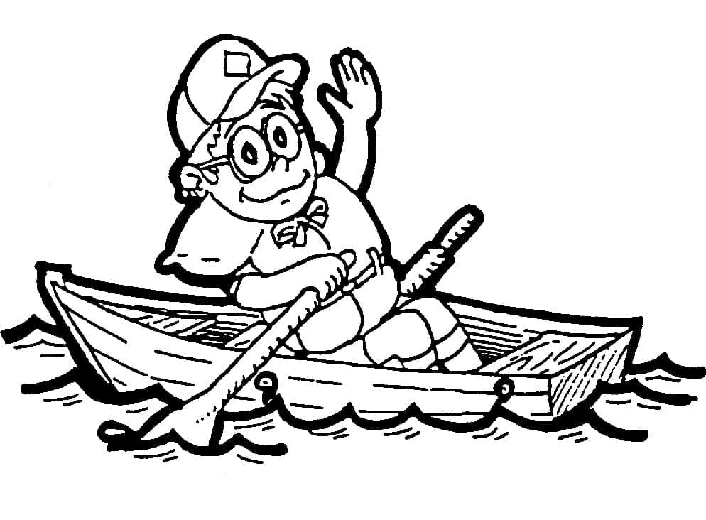 Målarbild En Pojke På Båten