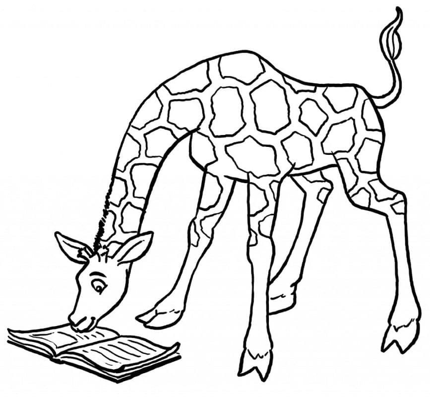 Målarbild Giraff Läser Bok