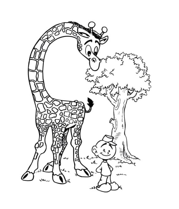 Målarbild Giraff och en Pojke