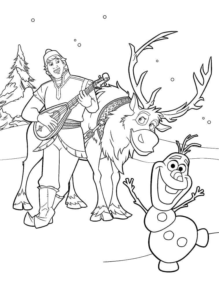 Målarbild Kristoff, Sven och Olaf i Frost