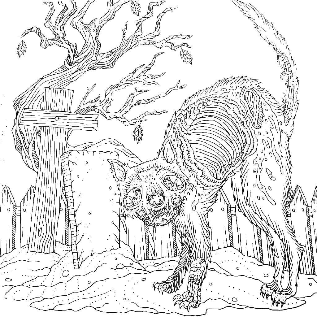 Målarbild Läskig Död Katt