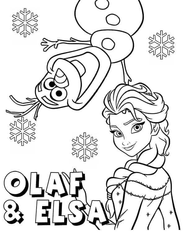 Målarbild Olaf och Elsa