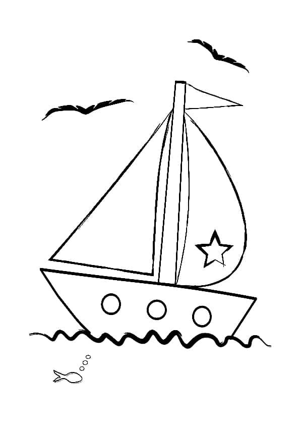 Målarbild Söt Båt Gratis för Barn