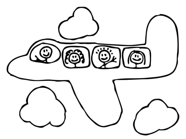 Målarbild Söt Flygplan Gratis för Barn