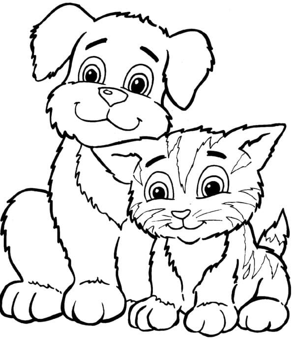 Målarbild Söt Hund och Katt