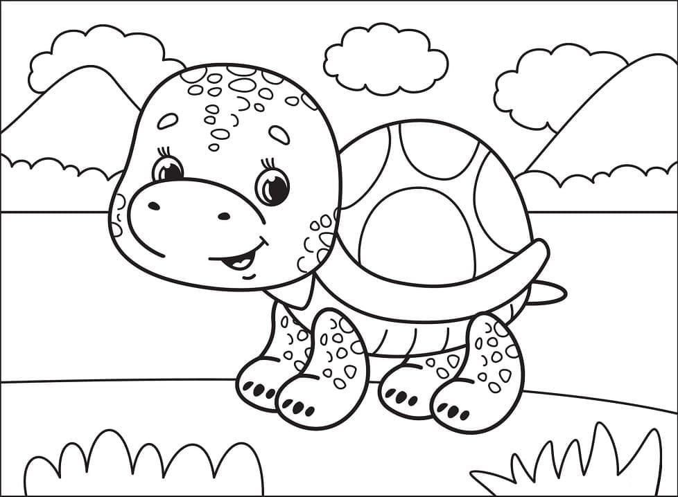 Målarbild Söt Sköldpadda