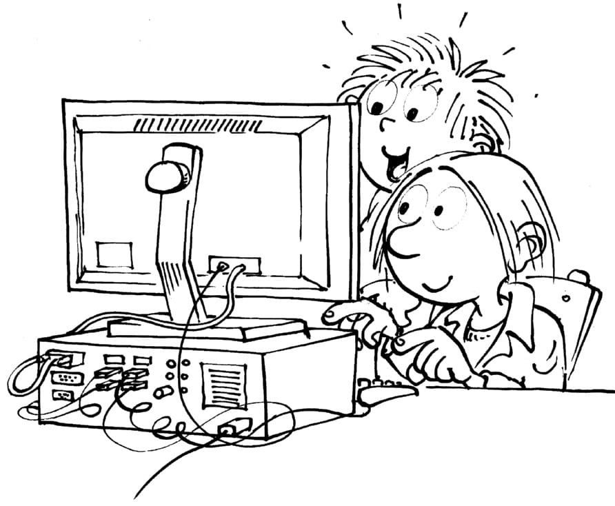 Målarbild Barn med Dator