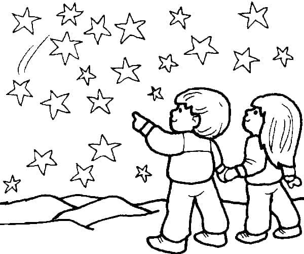 Målarbild Barn och Stjärnor