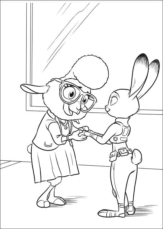 Målarbild Bellwether och Judy Hopps