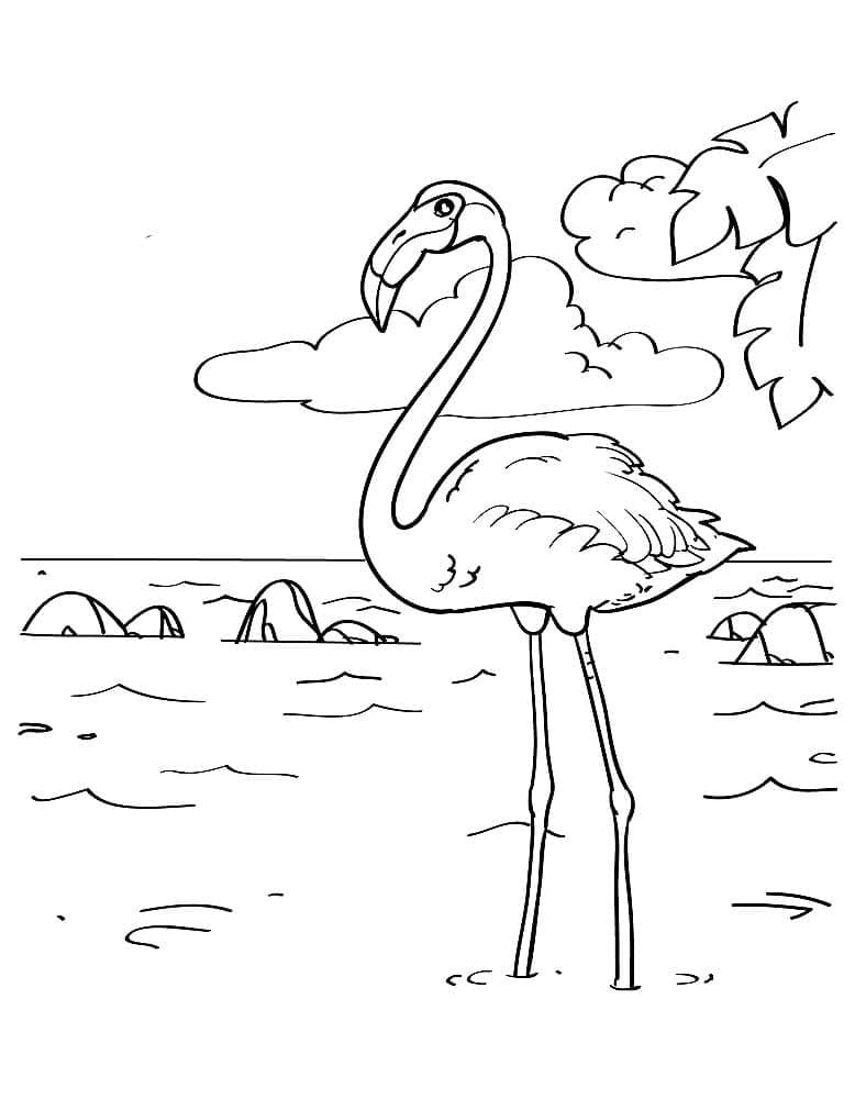Målarbild Flamingo på Sjön