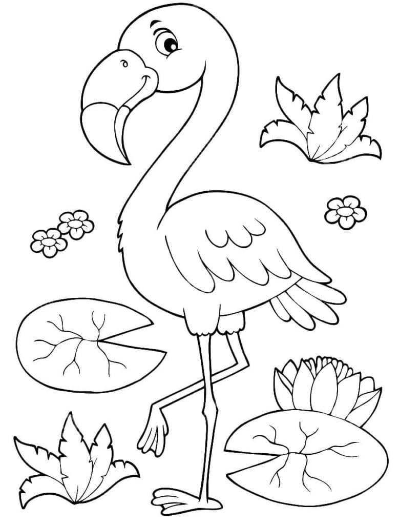 Målarbild Glad Flamingo