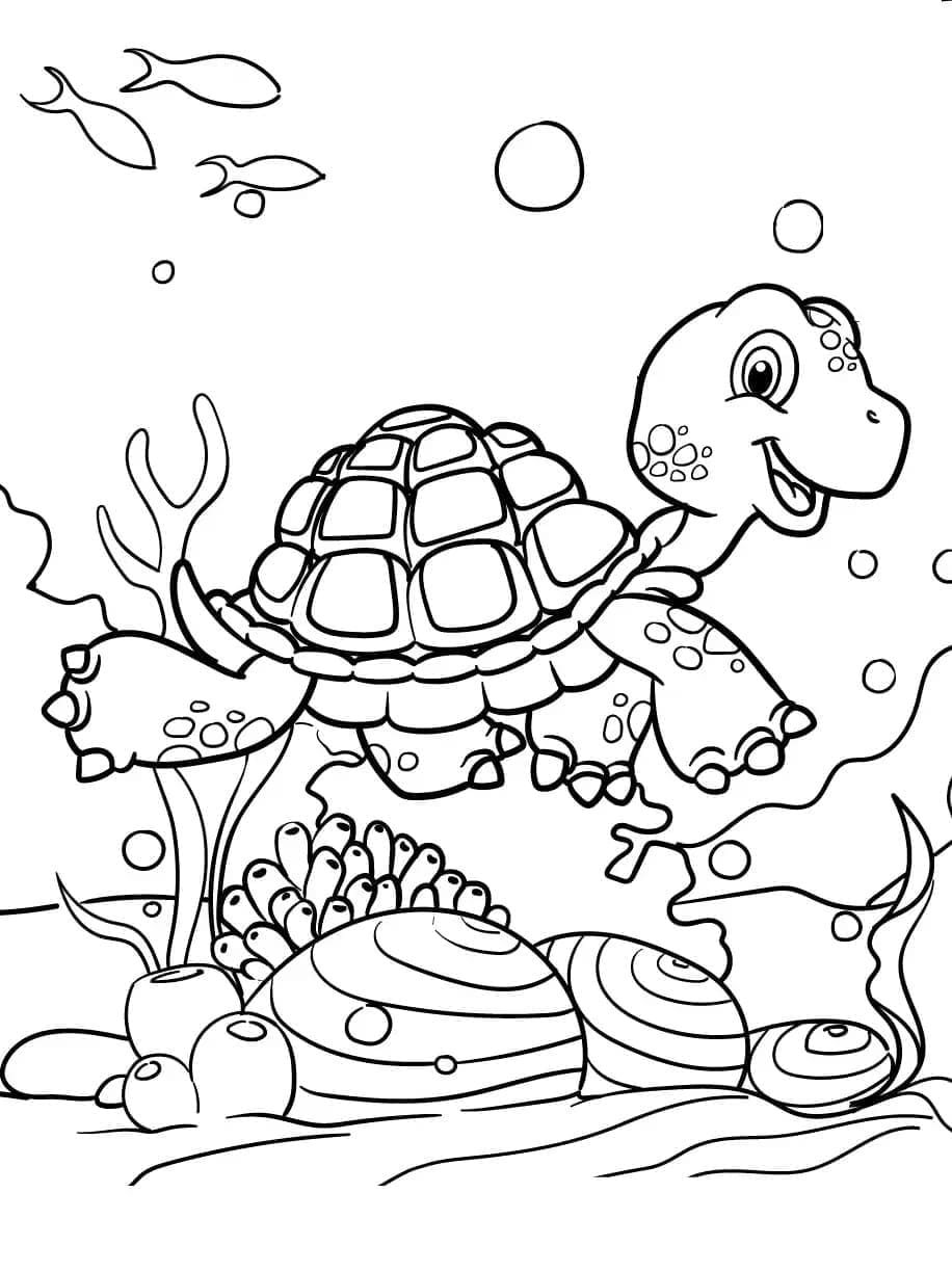 Målarbild Glad Havssköldpadda