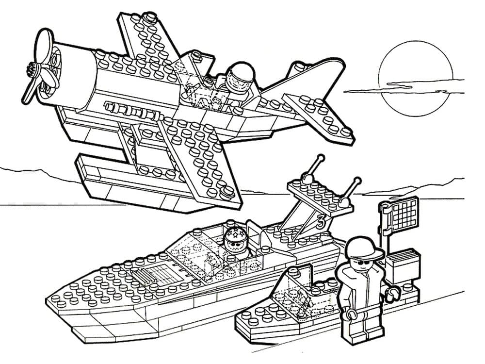 Målarbild Lego City Flygplan och Båt