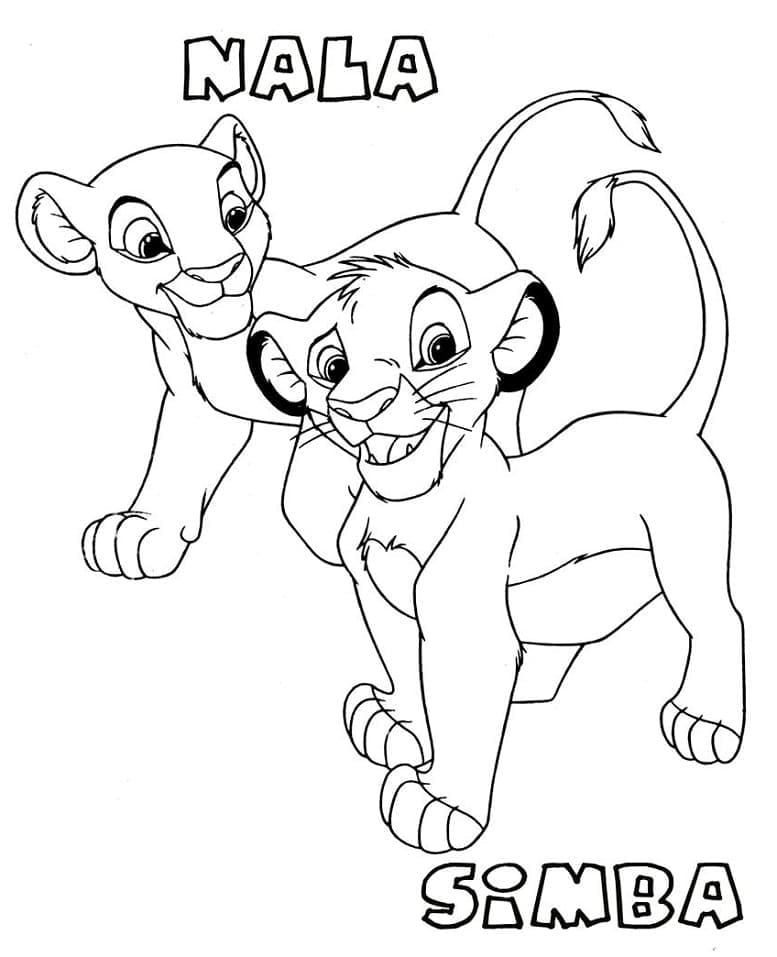 Målarbild Nala och Simba från Lejonkungen