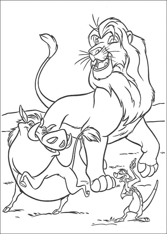 Målarbild Simba, Timon och Pumbaa från Lejonkungen