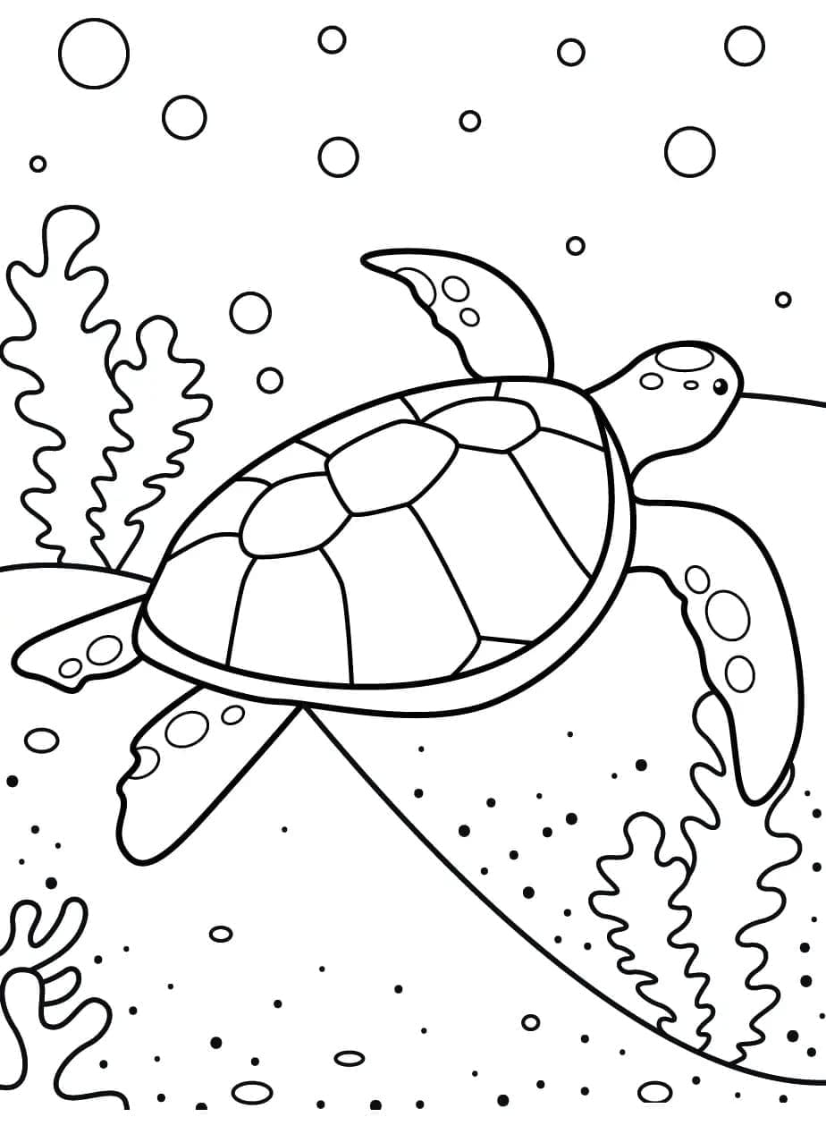 Målarbild Simmande Havssköldpadda