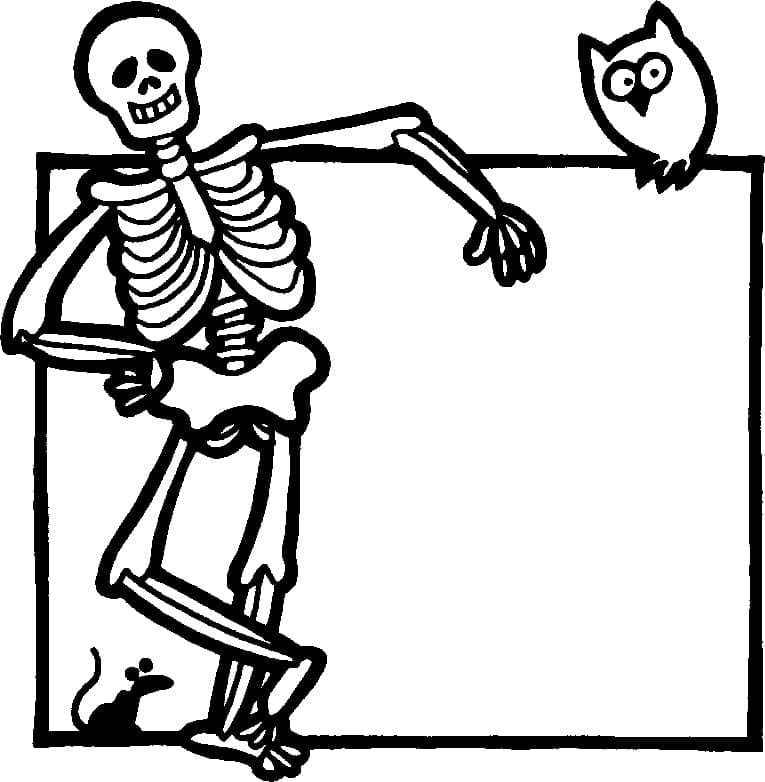 Målarbild Skelett och Uggla